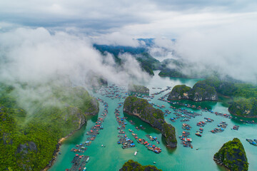 Wall Mural - panoramic view of sand ba bay in haiphong vietnam seen from above