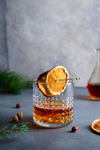 Glass Of Cognac With Orange
