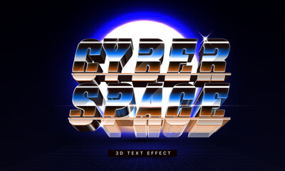 Sticker - 3D Futuristic Chrome Text Effect Mockup