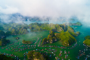 Wall Mural - panoramic view of sand ba bay in haiphong vietnam seen from above