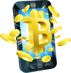 Wall Mural - Mobile Phone Bitcoin Concept