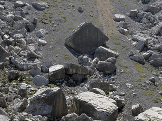 stone rock avalanche in dolomites