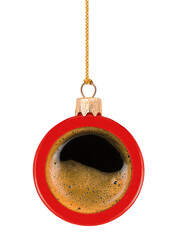 Wall Mural - Christmas ornament like red cup of coffee isolated on transparent background. Christmas concept