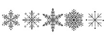 Cute Hand Drawn Isolated Black Outline Christmas Snowflake Ornaments On Transparent Background Png File (Set 1_no.3/18)