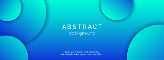 Poster - long blue banner with gradient circles. abstract background for facebook cover, web banner, header w