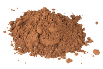 Sticker - Heap of spilled cocoa powder isolated on transparent background.