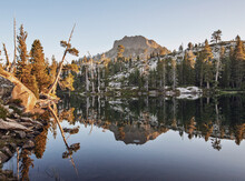 Devils Peak Reflecting In Long Lake, California, USA