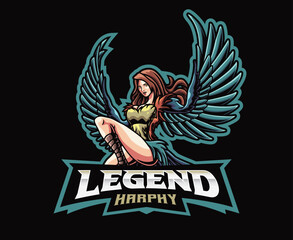 Wall Mural - Harpy woman mascot logo design