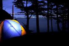 Camping In Kirby Cove; Golden Gate National Recreation Area, CA.
