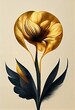 Leinwanddruck Bild - AI generated golden flower illustration on the light background, vertical