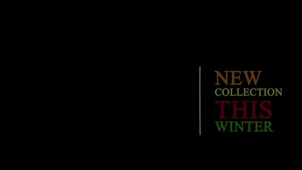 Appearing text NEW COLLECTION THIS WINTER on transparent background for advertising. Background for promo videos. Concept of sale and discounts. Copy space for company advertising. 4K video footage