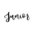 Isolated word junior written in hand lettering