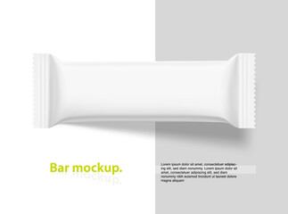 Wall Mural - Blank snack bar packaging mockup. Vector illustration isolated on white background. Perfect to highlight your product.  EPS10.