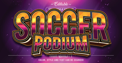 Wall Mural - editable text style effect - soccer podium text style theme.