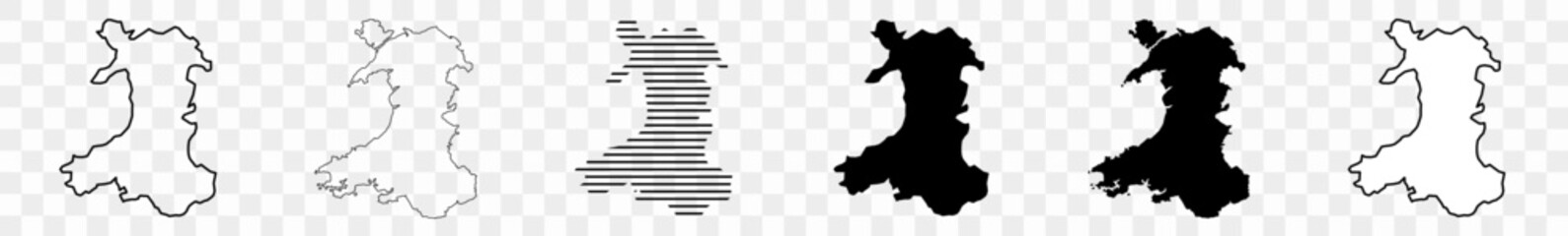 Canvas Print - wales map black | welsh border | state country | transparent isolated | variations