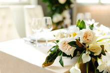 Bridal Tabletop Decorated With Flowers 