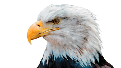 Wall Mural - PNG with a transparent background digital watercolor portrait painting illustration of a bald eagle	