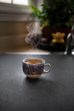 Cup Of Hot Steaming Coffee