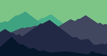 illustration of a natural background of purple and green gradient mountains and hills