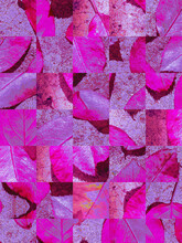 Vibrant Purple Mosaic-like Background With Leaf Fragments.