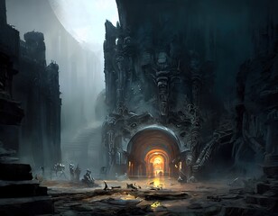 Wall Mural - Space marines exploring a distance alien planet Generative AI
