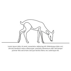 Wall Mural - Deer line design. Wildlife decorative elements drawn with one continuous line. Vector illustration of minimalist style on white background.