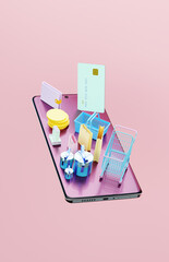 Online shopping concept with smartphone