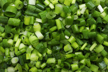 Fresh Green Onion As Background, Top View