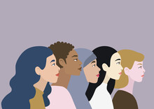 Illustration With Women Of Different Nationalities