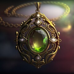 Peridot and gold vintage pendant