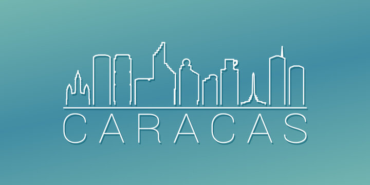 Caracas, Capital District, Venezuela Skyline Linear Design. Flat City Illustration Minimal Clip Art. Background Gradient Travel Vector Icon.