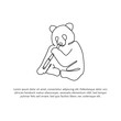 Panda line design. Simple animal silhouette decorative elements drawn with one continuous line. Vector illustration of minimalist style on white background.