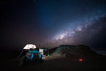 fishing camp and milky way