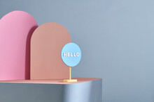 The Word Hello Standing On Color Table 