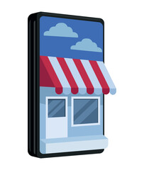 Sticker - smartphone with store ecommerce