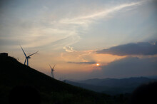 Sunset In The Mountains, Wind Power Installations