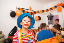 Clown Boy At Halloween Party