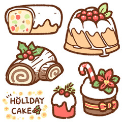 Wall Mural - holiday cake cartoon drawing set