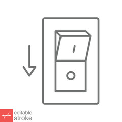 Light off, electric switch icon. Simple outline style. Power turn off button, toggle switch of position concept. Thin line vector illustration isolated on white background. Editable stroke EPS 10.