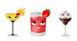 © Siberian Art - Funny cocktail kawaii face vector isolated set