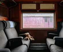 Teddy Bear On A Train Seat
