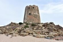 Torre Di Barì Tower Built On A Rocky Outcrop On The Beach In Village Bari Sardo On Island Sardinia