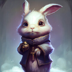 Sticker - Tiny cute and adorable white rabbit