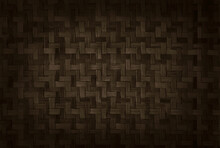 Old Brown Bamboo Weave Texture Background, Pattern Of Woven Rattan Mat In Vintage Style.