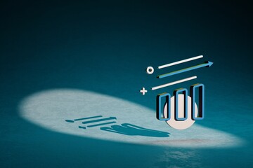 Poster - Beautiful abstract illustrations Blue and Golden Bar Chart symbol icon on a dark blue background. 3d rendering illustration. Background pattern for design.