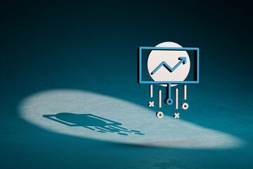 Fototapete - Beautiful abstract illustrations Blue and Golden Data Screen symbol icon on a dark blue background. 3d rendering illustration. Background pattern for design.