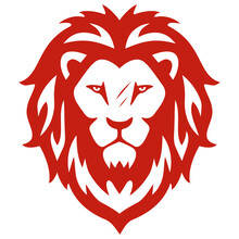 Red Lion Head Scar Logo Vector Illustration Mascot Design 