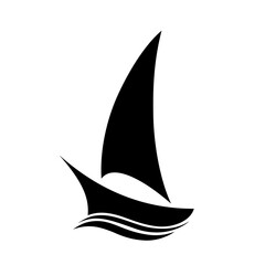 Wall Mural - Sailboat black icon. Simple vector glyph. Isolated element on white background. Best for web, print, logo creating and branding design.