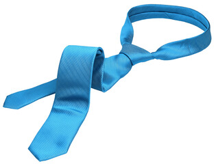 Blue men's tie taken off  leisure free time concept, isolated