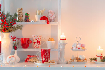 Wall Mural - christmas candy bar in red and white colors